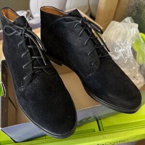 Hush Puppies Casuals Black Satin Suede Ankle Booties